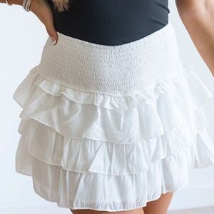 Primark White Ruffled Mini Skirt
